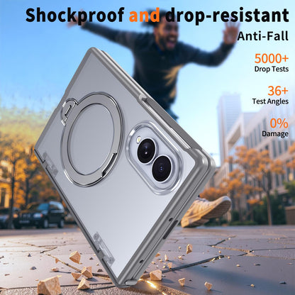For Galaxy Z Fold8 5G ShenYi R2 Magnetic 360 Folding Metal Ring Holder Phone Case - Titanium Gray - EDA010131201C