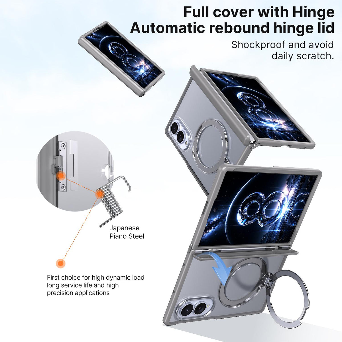 For Galaxy Z Fold8 5G ShenYi R2 Magnetic 360 Folding Metal Ring Holder Phone Case - Titanium Gray - EDA010131201C