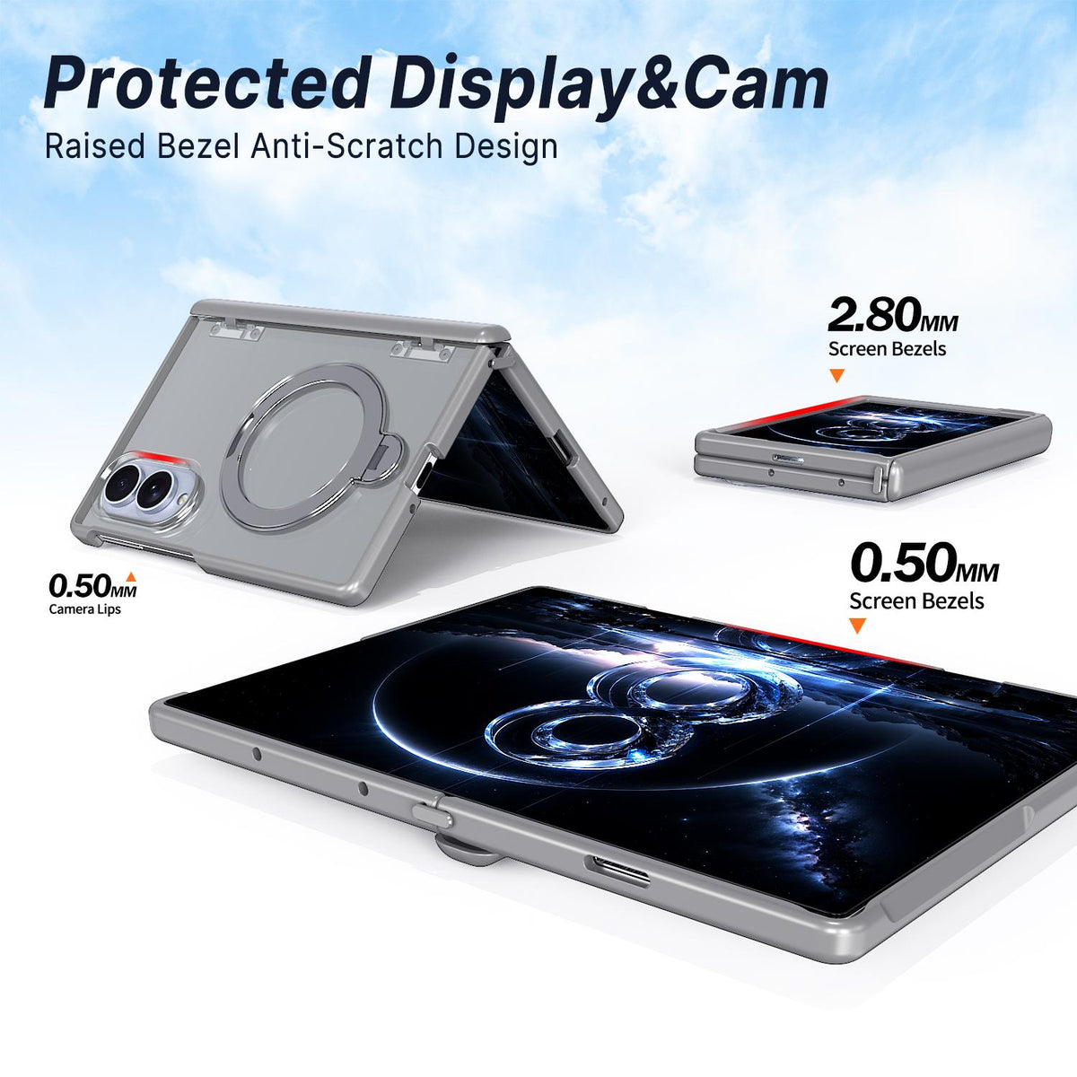 For Galaxy Z Fold8 5G ShenYi R2 Magnetic 360 Folding Metal Ring Holder Phone Case - Titanium Gray - EDA010131201C