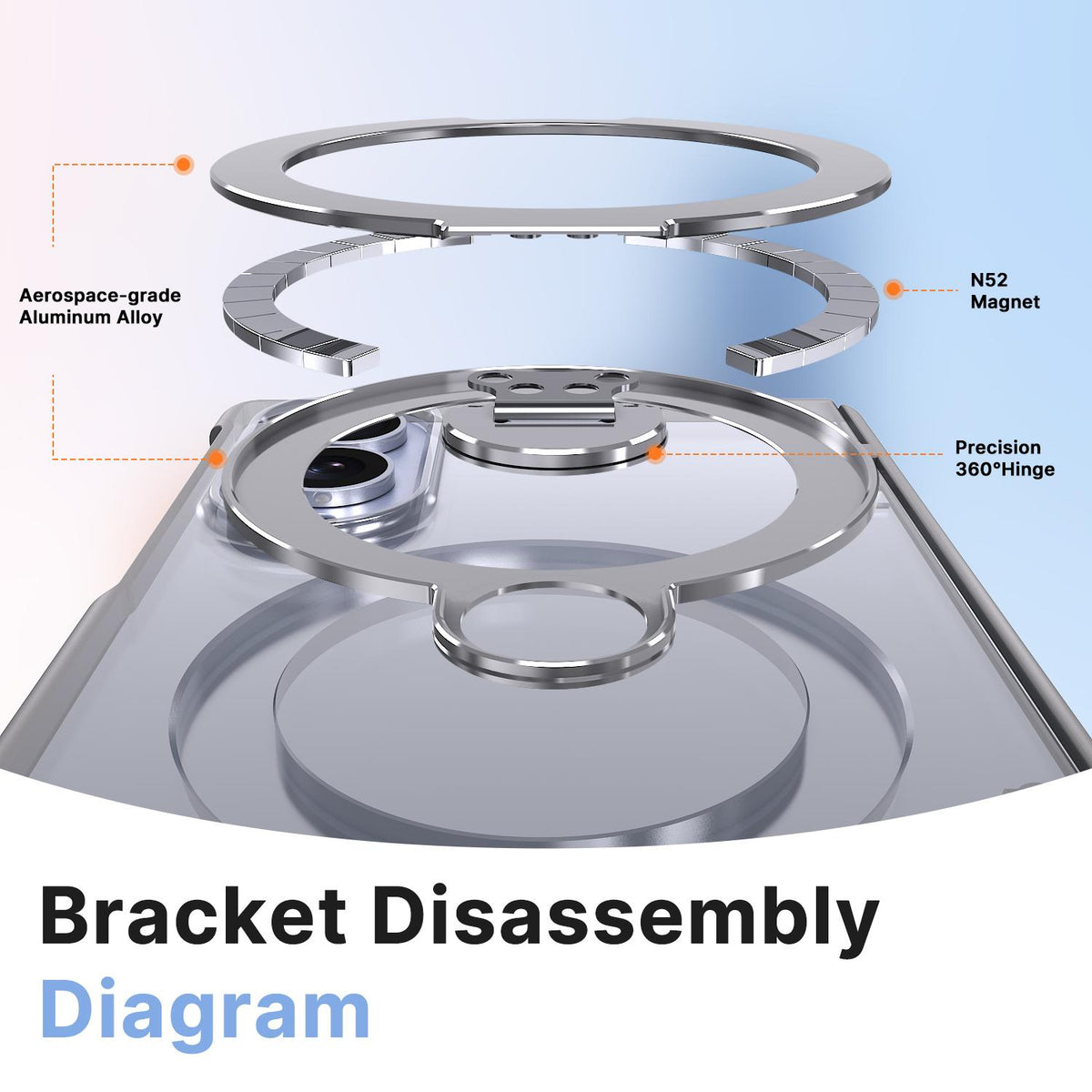 For Galaxy Z Fold8 5G ShenYi R2 Magnetic 360 Folding Metal Ring Holder Phone Case - Titanium Gray - EDA010131201C