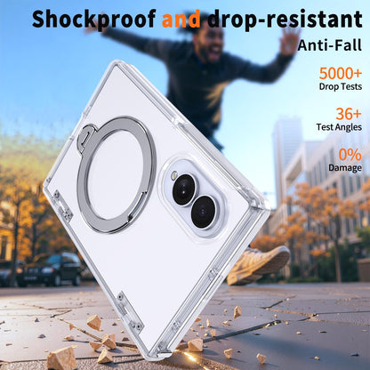For Galaxy Z Fold8 5G ShenYi R2 Magnetic 360 Folding Metal Ring Holder Phone Case - Transparent - EDA010131201D