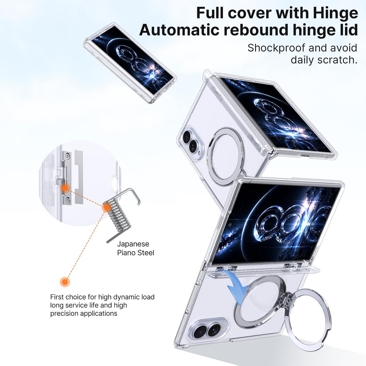 For Galaxy Z Fold8 5G ShenYi R2 Magnetic 360 Folding Metal Ring Holder Phone Case - Transparent - EDA010131201D