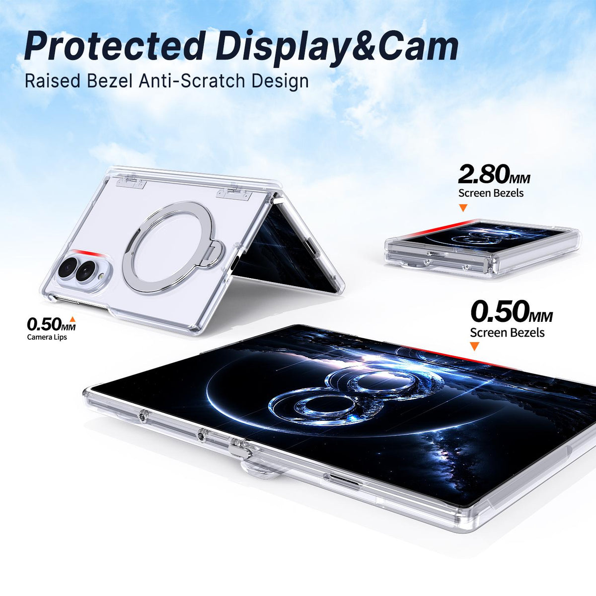For Galaxy Z Fold8 5G ShenYi R2 Magnetic 360 Folding Metal Ring Holder Phone Case - Transparent - EDA010131201D