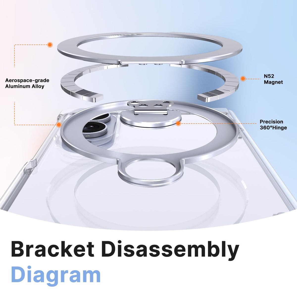 For Galaxy Z Fold8 5G ShenYi R2 Magnetic 360 Folding Metal Ring Holder Phone Case - Transparent - EDA010131201D
