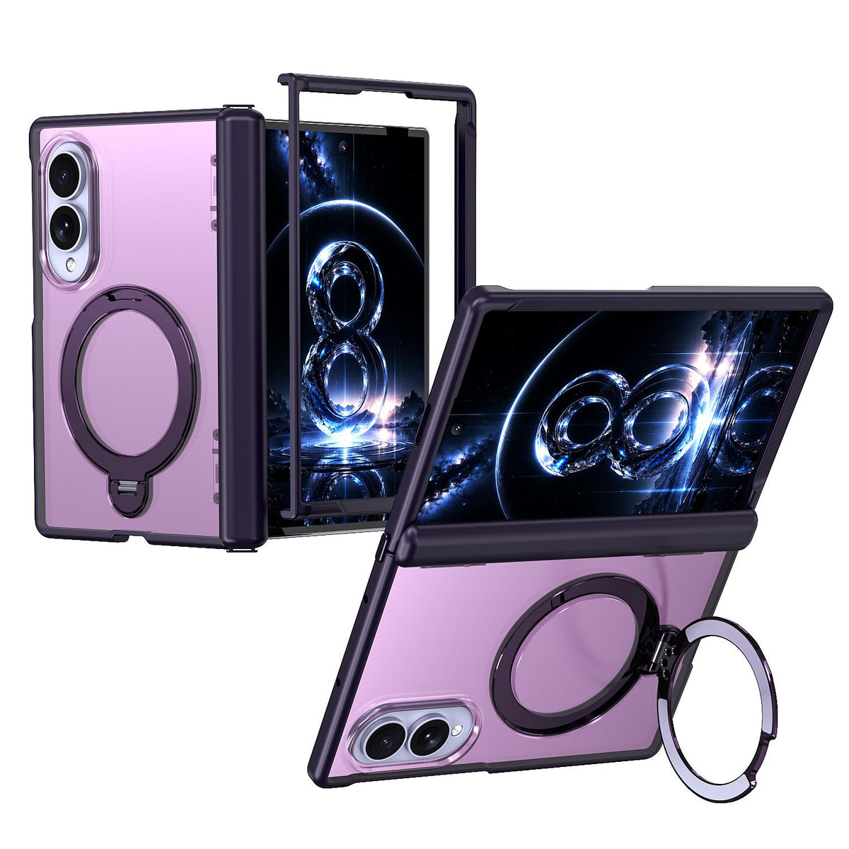 For Galaxy Z Fold8 5G ShenYi R2 Magnetic 360 Folding Metal Ring Holder Phone Case - Purple - EDA010131201E