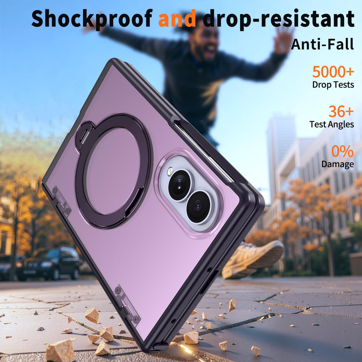 For Galaxy Z Fold8 5G ShenYi R2 Magnetic 360 Folding Metal Ring Holder Phone Case - Purple - EDA010131201E