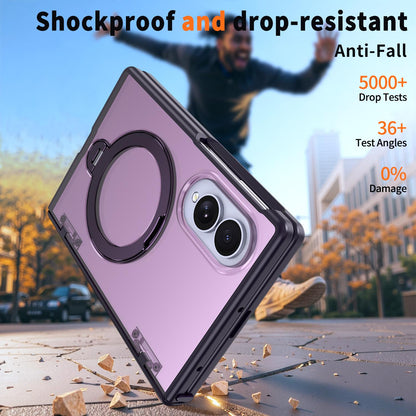For Galaxy Z Fold8 5G ShenYi R2 Magnetic 360 Folding Metal Ring Holder Phone Case - Purple - EDA010131201E
