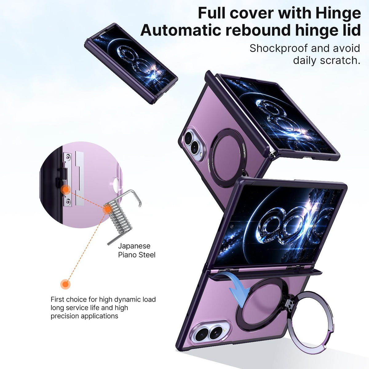 For Galaxy Z Fold8 5G ShenYi R2 Magnetic 360 Folding Metal Ring Holder Phone Case - Purple - EDA010131201E