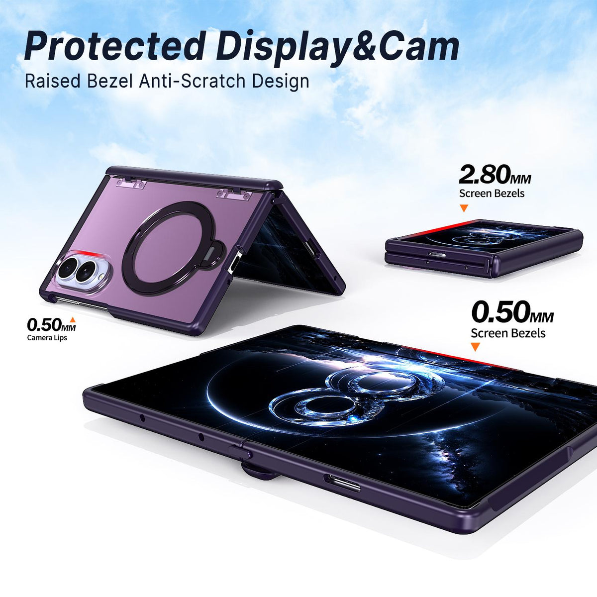 For Galaxy Z Fold8 5G ShenYi R2 Magnetic 360 Folding Metal Ring Holder Phone Case - Purple - EDA010131201E