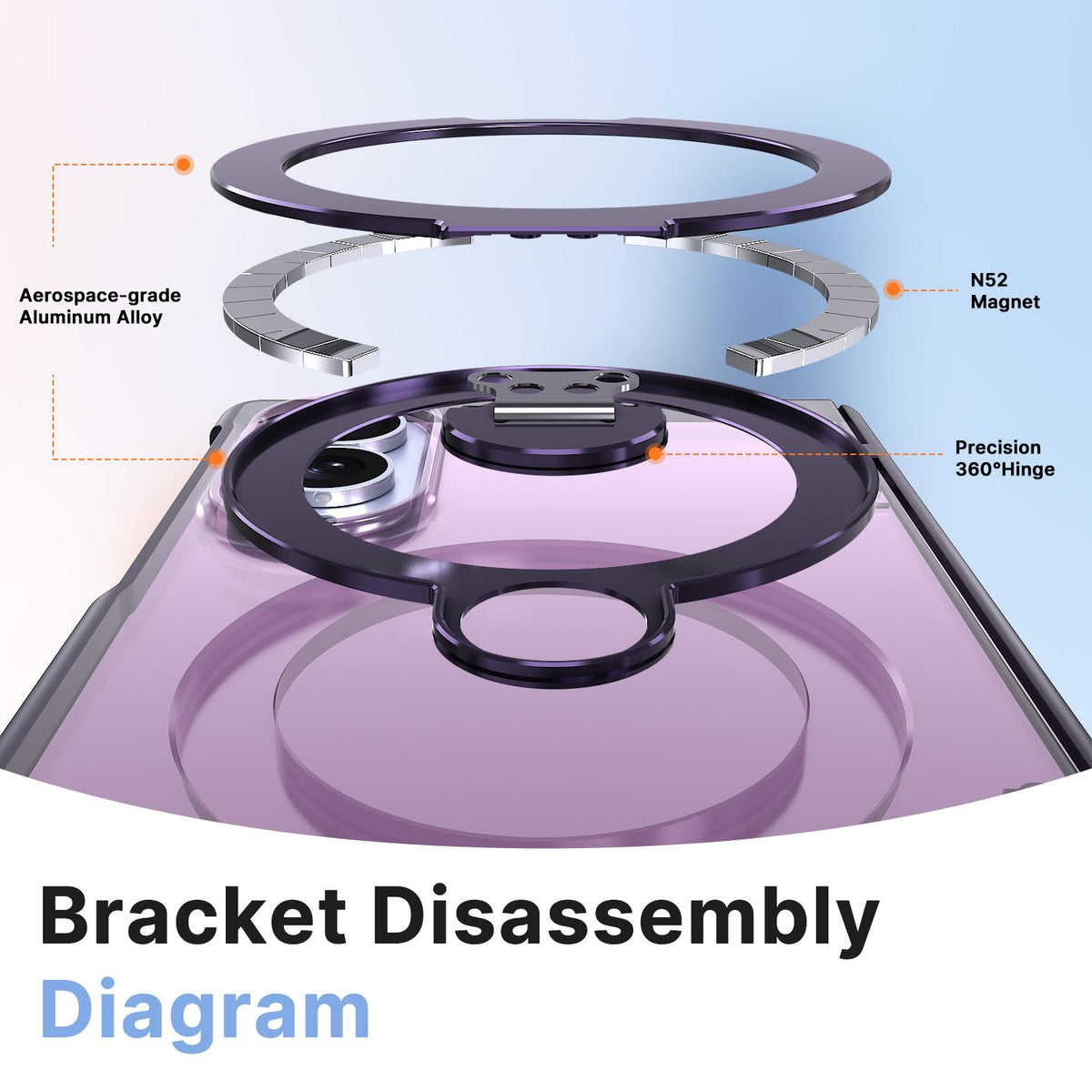 For Galaxy Z Fold8 5G ShenYi R2 Magnetic 360 Folding Metal Ring Holder Phone Case - Purple - EDA010131201E