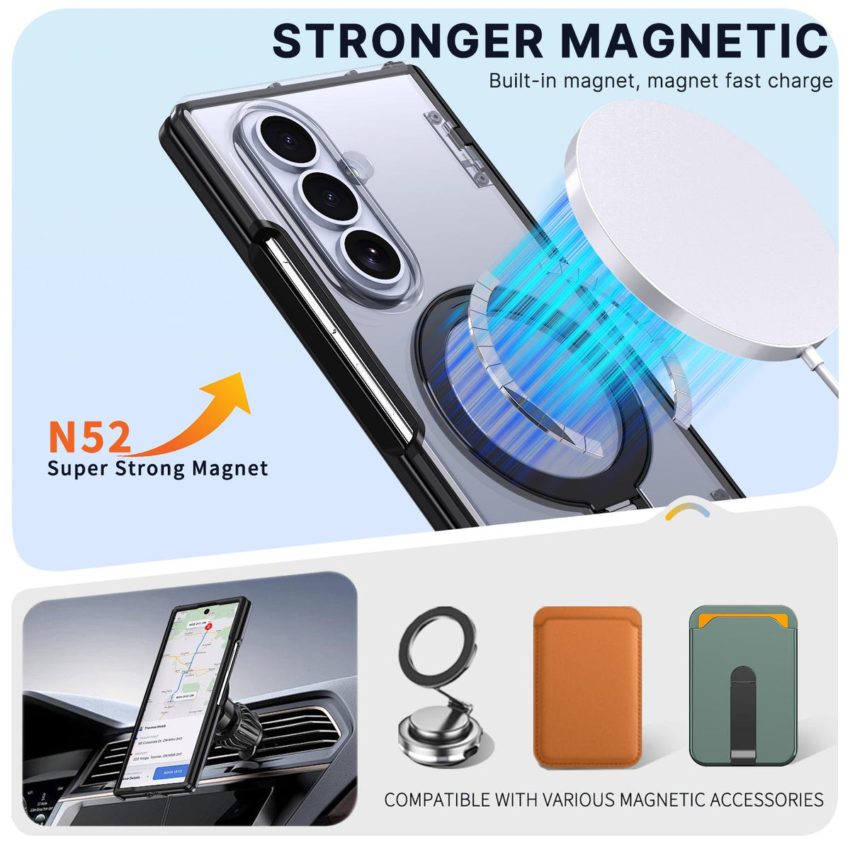 For Galaxy Z Fold8 Ultra 5G ShenYi R2 Magnetic 360 Folding Metal Ring Holder Phone Case - Black - EDA010131202A
