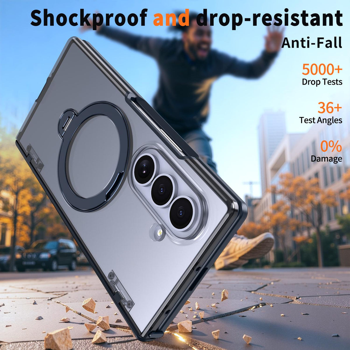 For Galaxy Z Fold8 Ultra 5G ShenYi R2 Magnetic 360 Folding Metal Ring Holder Phone Case - Blue - EDA010131202B