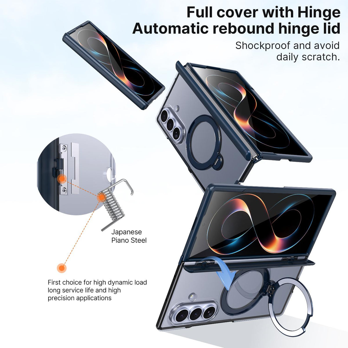 For Galaxy Z Fold8 Ultra 5G ShenYi R2 Magnetic 360 Folding Metal Ring Holder Phone Case - Blue - EDA010131202B
