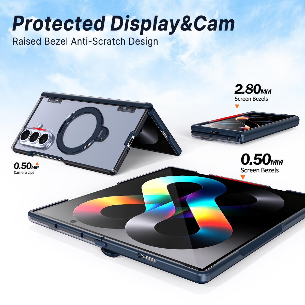 For Galaxy Z Fold8 Ultra 5G ShenYi R2 Magnetic 360 Folding Metal Ring Holder Phone Case - Blue - EDA010131202B