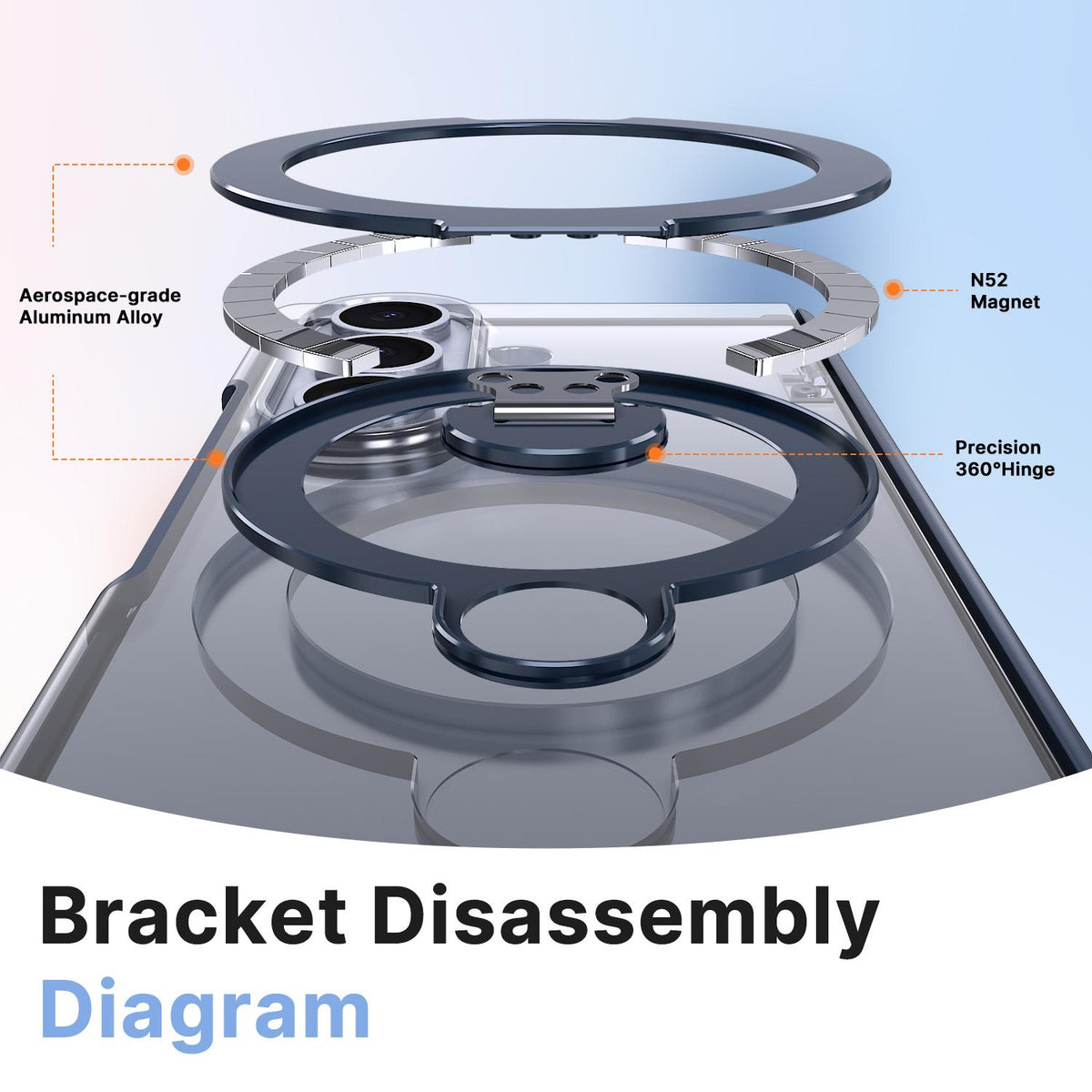 For Galaxy Z Fold8 Ultra 5G ShenYi R2 Magnetic 360 Folding Metal Ring Holder Phone Case - Blue - EDA010131202B