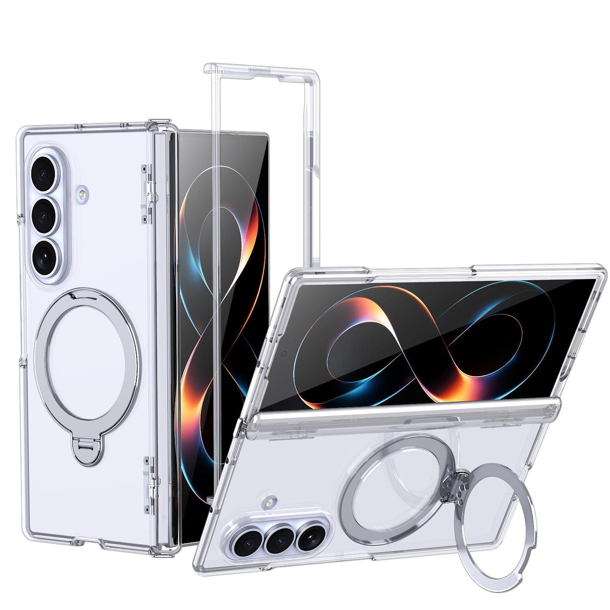 For Galaxy Z Fold8 Ultra 5G ShenYi R2 Magnetic 360 Folding Metal Ring Holder Phone Case - Transparent - EDA010131202D
