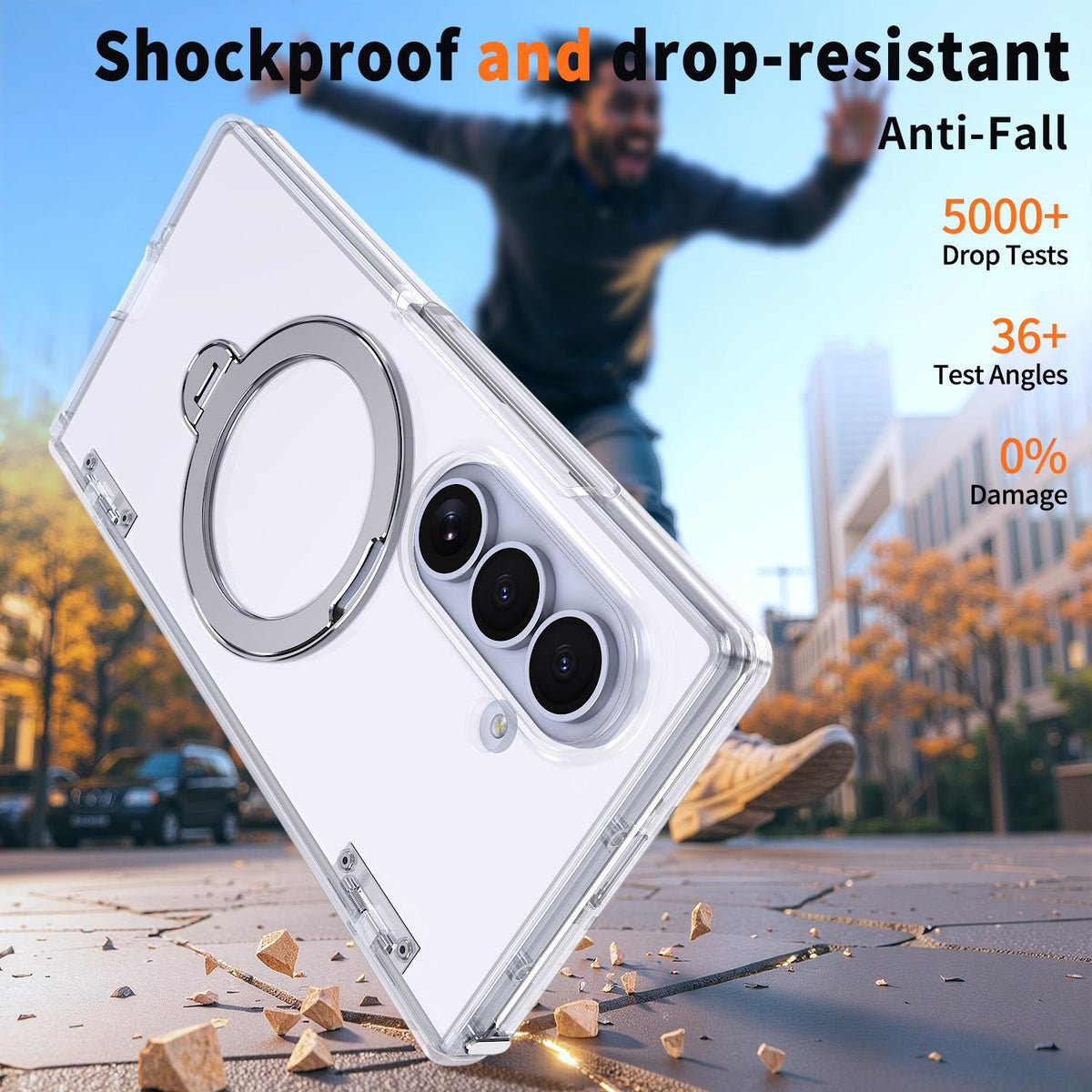 For Galaxy Z Fold8 Ultra 5G ShenYi R2 Magnetic 360 Folding Metal Ring Holder Phone Case - Transparent - EDA010131202D