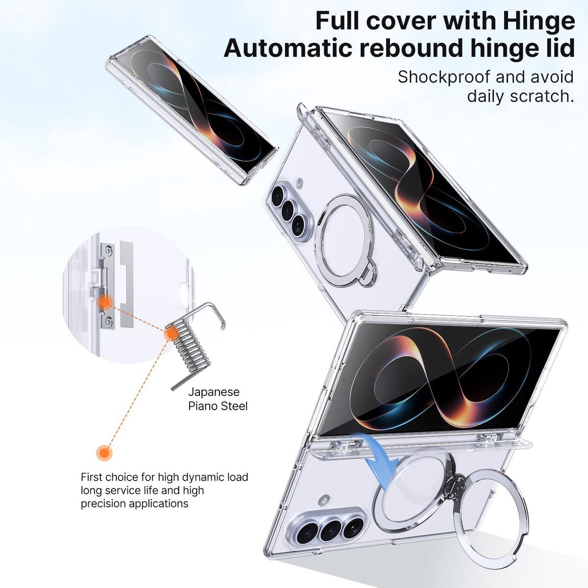 For Galaxy Z Fold8 Ultra 5G ShenYi R2 Magnetic 360 Folding Metal Ring Holder Phone Case - Transparent - EDA010131202D
