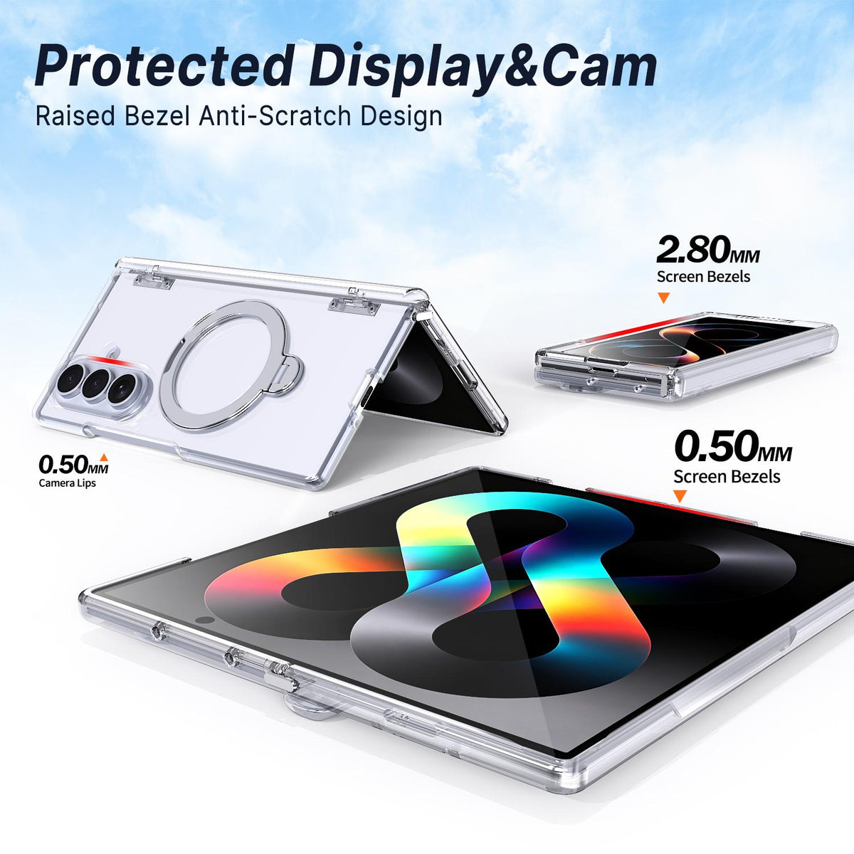 For Galaxy Z Fold8 Ultra 5G ShenYi R2 Magnetic 360 Folding Metal Ring Holder Phone Case - Transparent - EDA010131202D