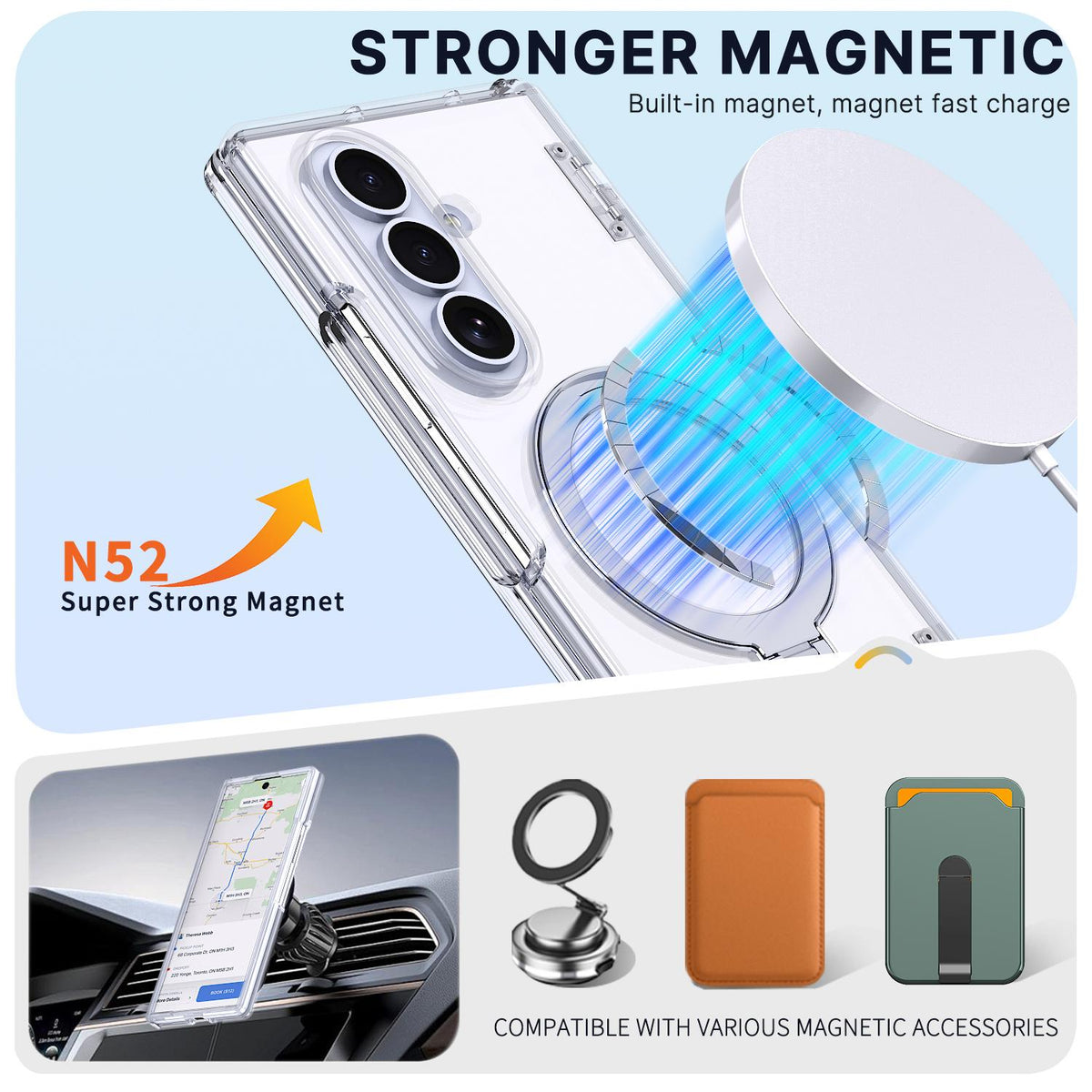 For Galaxy Z Fold8 Ultra 5G ShenYi R2 Magnetic 360 Folding Metal Ring Holder Phone Case - Transparent - EDA010131202D