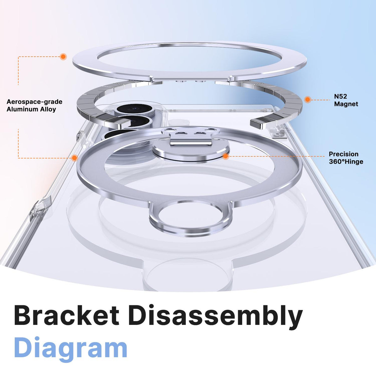 For Galaxy Z Fold8 Ultra 5G ShenYi R2 Magnetic 360 Folding Metal Ring Holder Phone Case - Transparent - EDA010131202D