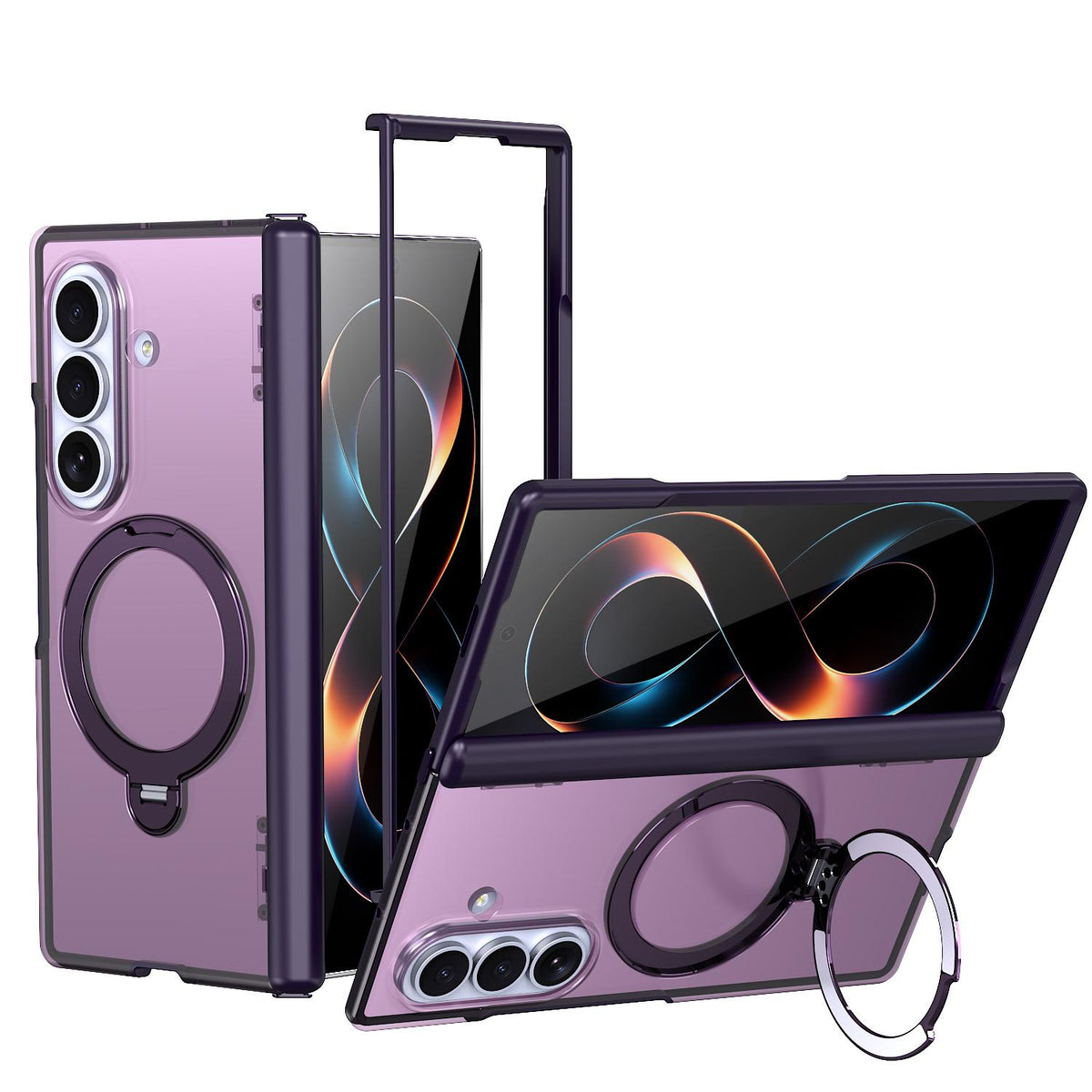 For Galaxy Z Fold8 Ultra 5G ShenYi R2 Magnetic 360 Folding Metal Ring Holder Phone Case - Purple - EDA010131202E