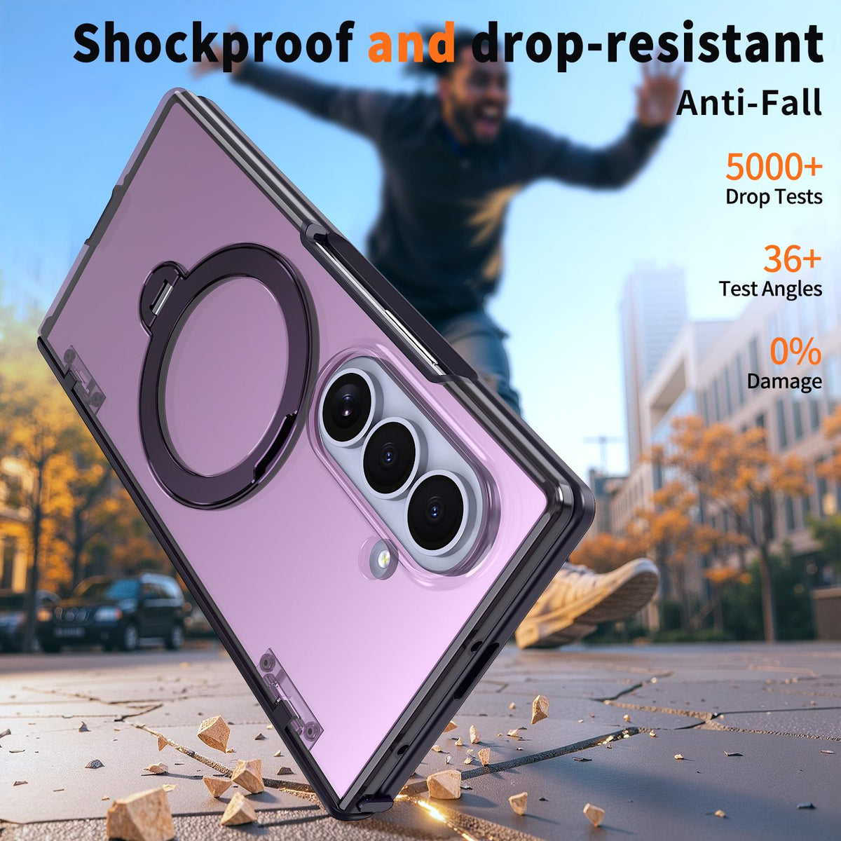 For Galaxy Z Fold8 Ultra 5G ShenYi R2 Magnetic 360 Folding Metal Ring Holder Phone Case - Purple - EDA010131202E