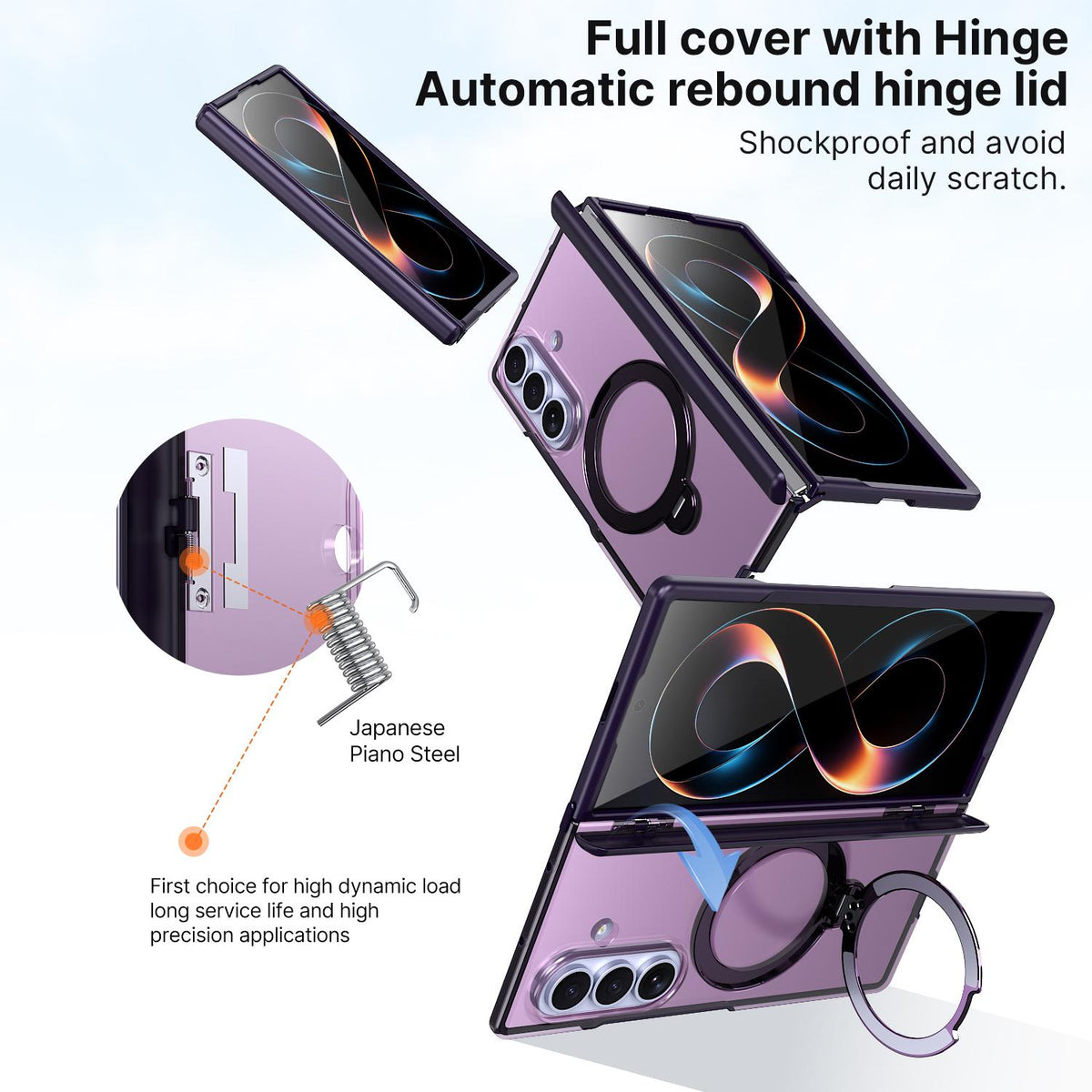 For Galaxy Z Fold8 Ultra 5G ShenYi R2 Magnetic 360 Folding Metal Ring Holder Phone Case - Purple - EDA010131202E