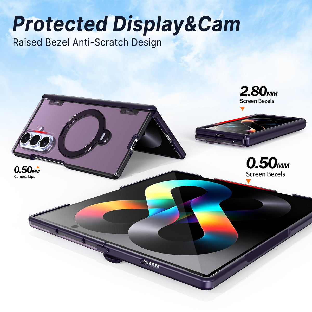 For Galaxy Z Fold8 Ultra 5G ShenYi R2 Magnetic 360 Folding Metal Ring Holder Phone Case - Purple - EDA010131202E