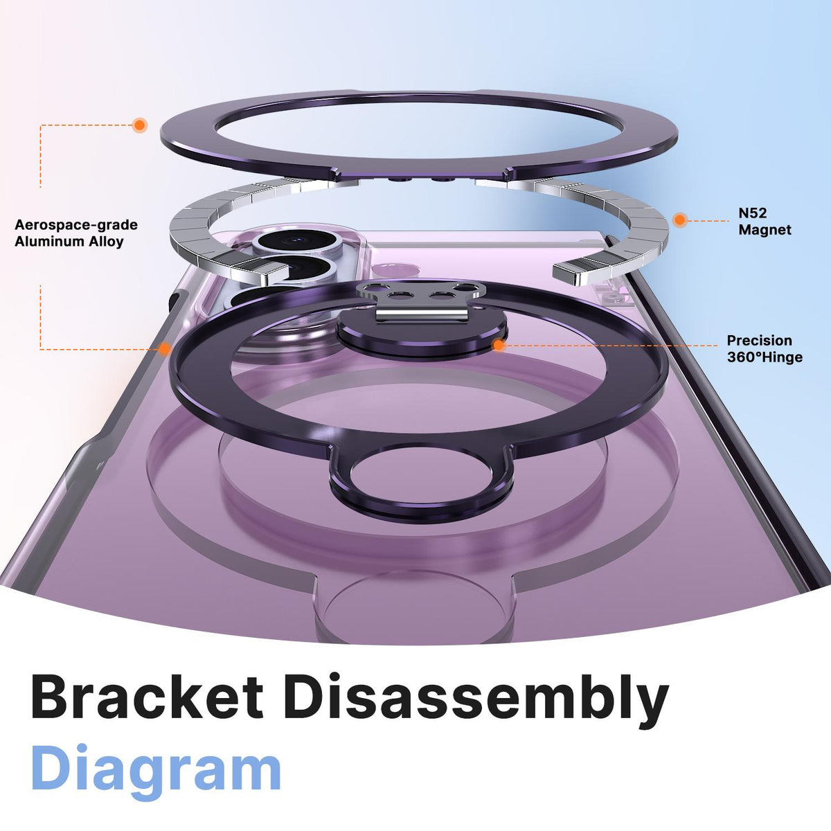 For Galaxy Z Fold8 Ultra 5G ShenYi R2 Magnetic 360 Folding Metal Ring Holder Phone Case - Purple - EDA010131202E