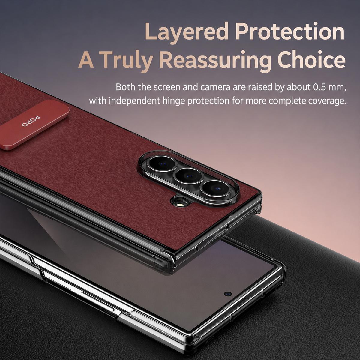 For Galaxy Z Fold8 Ultra 5G Vegan Leather Dual-Hinge 270 Rotation Metal Holder Phone Case - Space Grey - EDA010131602C