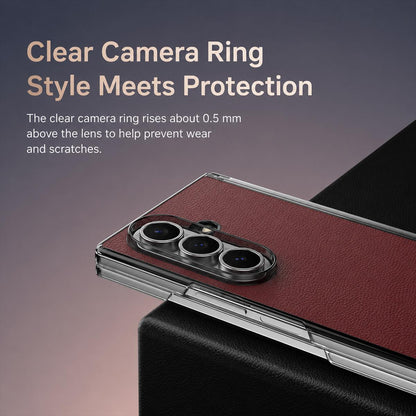 For Galaxy Z Fold7 5G Vegan Leather Dual-Hinge 270 Rotation Metal Holder Phone Case - Obsidian Black - EDA010131603A