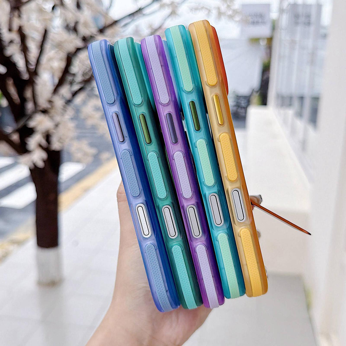 For iPhone 16 Color-Block Rotation Bar Holder Magnetic Phone Case with Lens Film - Orange - EDA010131908A