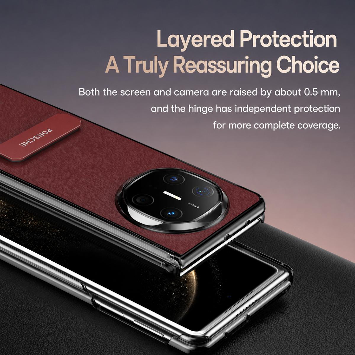 For Huawei Mate X6 Vegan Leather Dual-Hinge 270 Rotation Metal Holder Phone Case - Space Grey - EDA010132302C