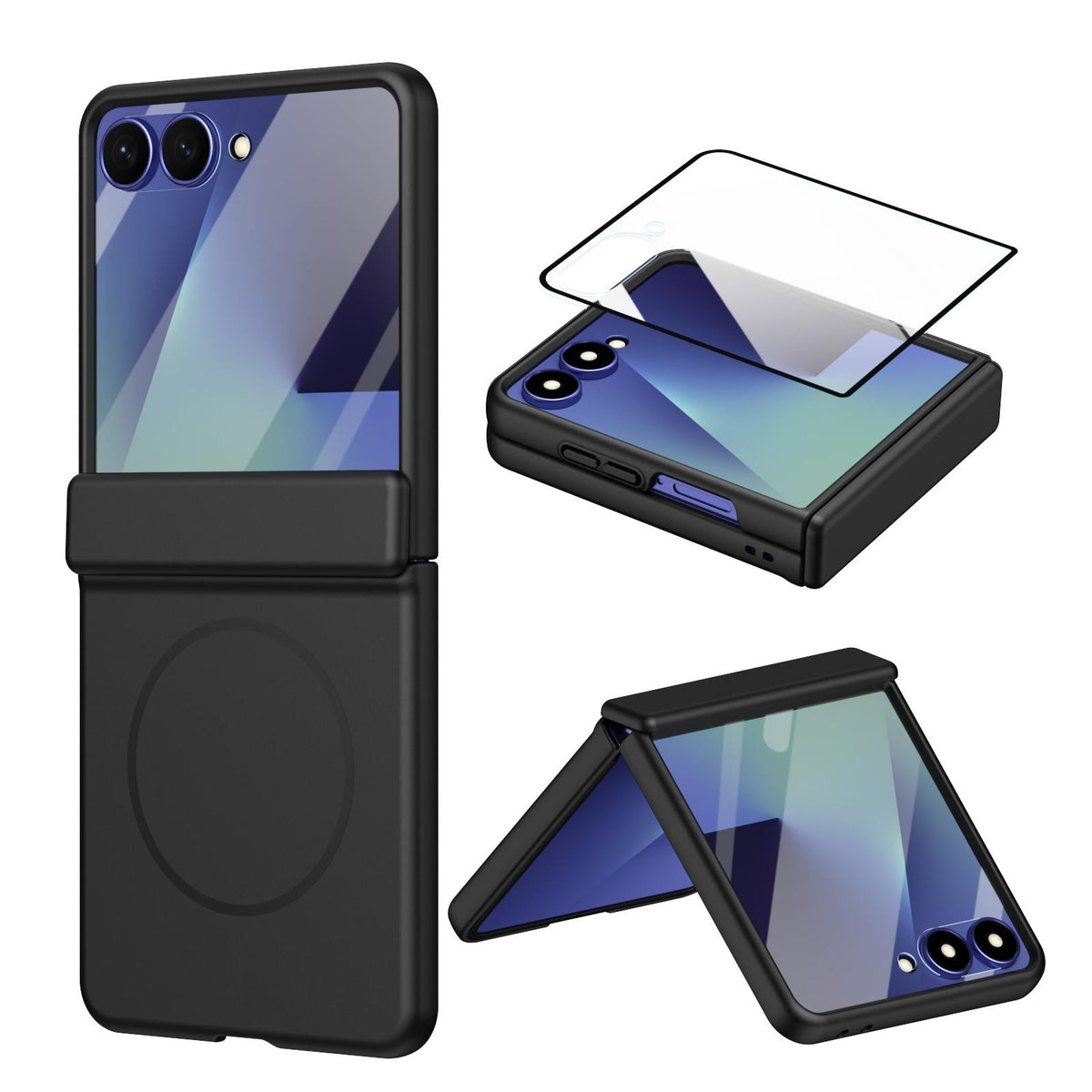 For Galaxy Z Flip8 5G Full Cover HD Integrated Magnetic Hinge Folding Phone Case - Black - EDA010134103A