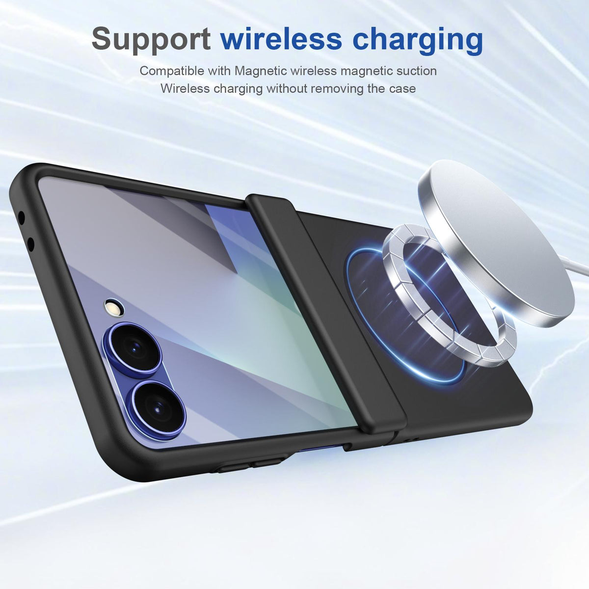 For Galaxy Z Flip8 5G Full Cover HD Integrated Magnetic Hinge Folding Phone Case - Black - EDA010134103A