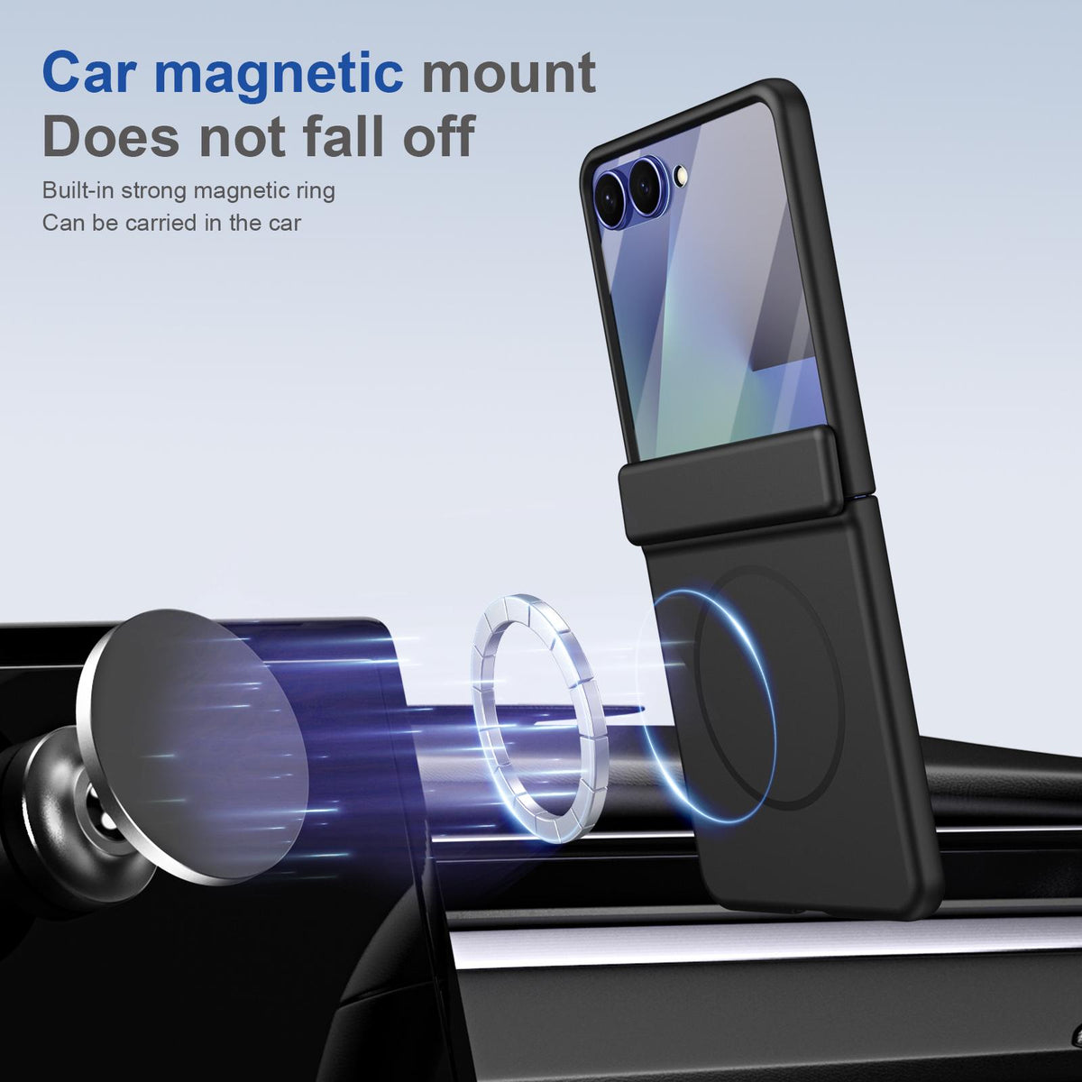 For Galaxy Z Flip8 5G Full Cover HD Integrated Magnetic Hinge Folding Phone Case - Black - EDA010134103A