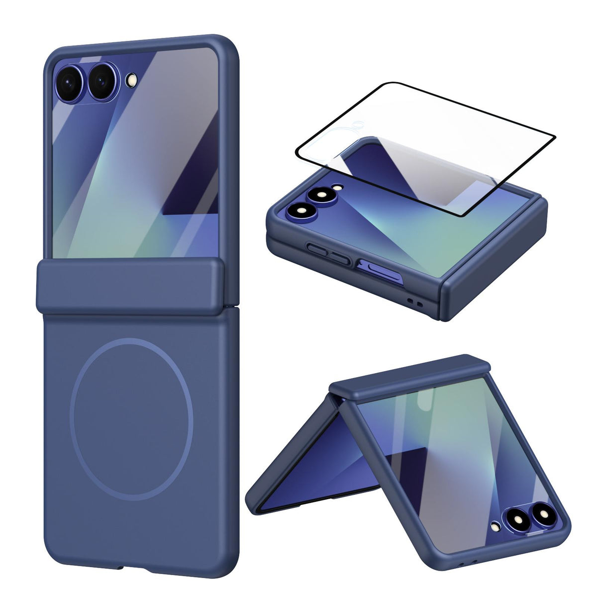 For Galaxy Z Flip8 5G Full Cover HD Integrated Magnetic Hinge Folding Phone Case - Blue - EDA010134103B