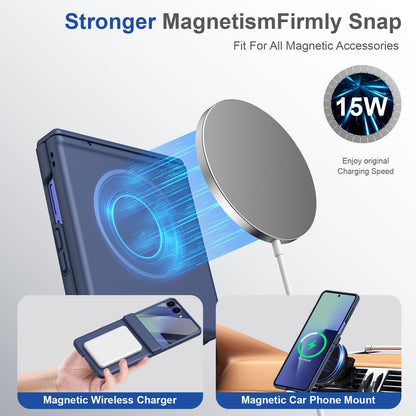 For Galaxy Z Flip8 5G Full Cover HD Integrated Magnetic Hinge Folding Phone Case - Blue - EDA010134103B