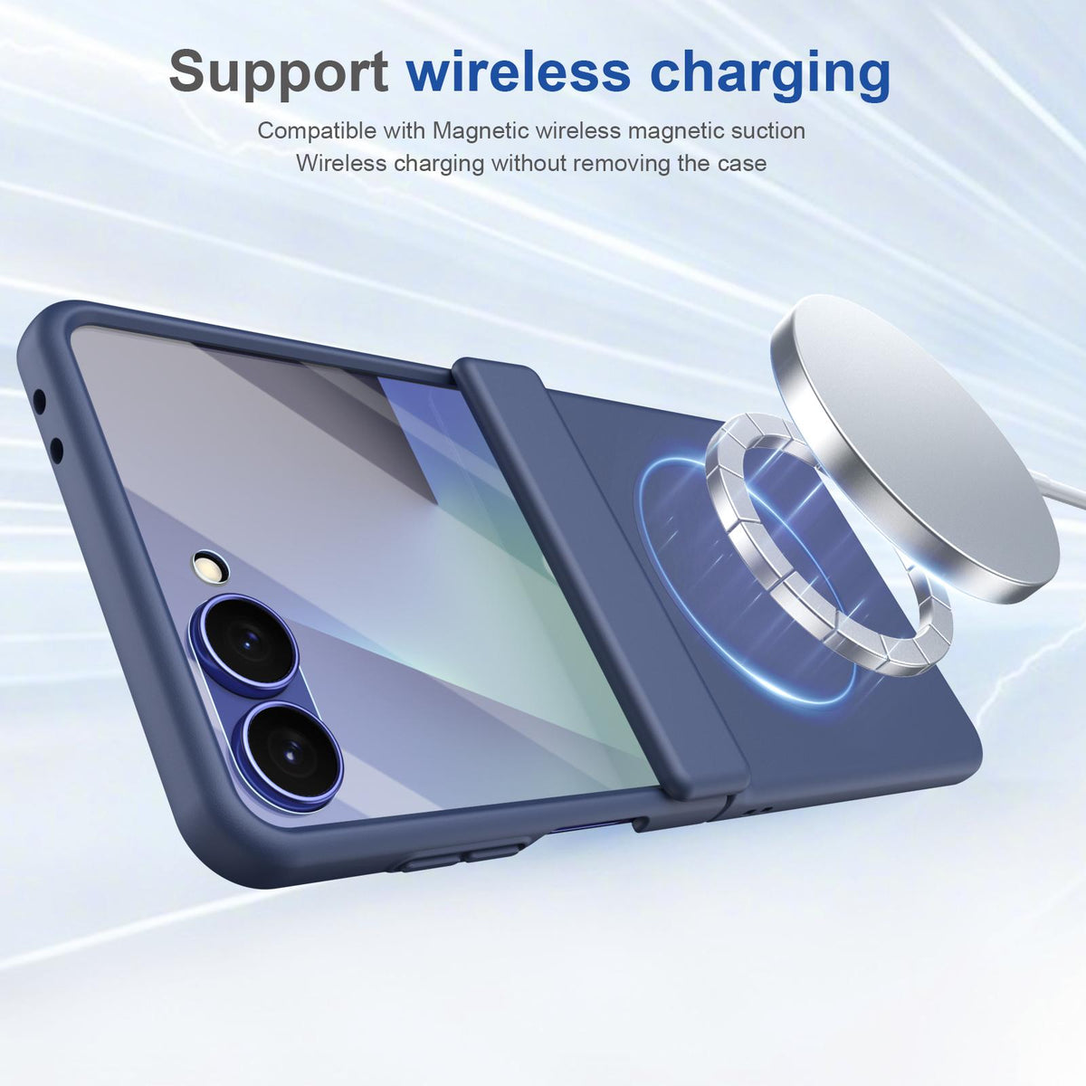 For Galaxy Z Flip8 5G Full Cover HD Integrated Magnetic Hinge Folding Phone Case - Blue - EDA010134103B