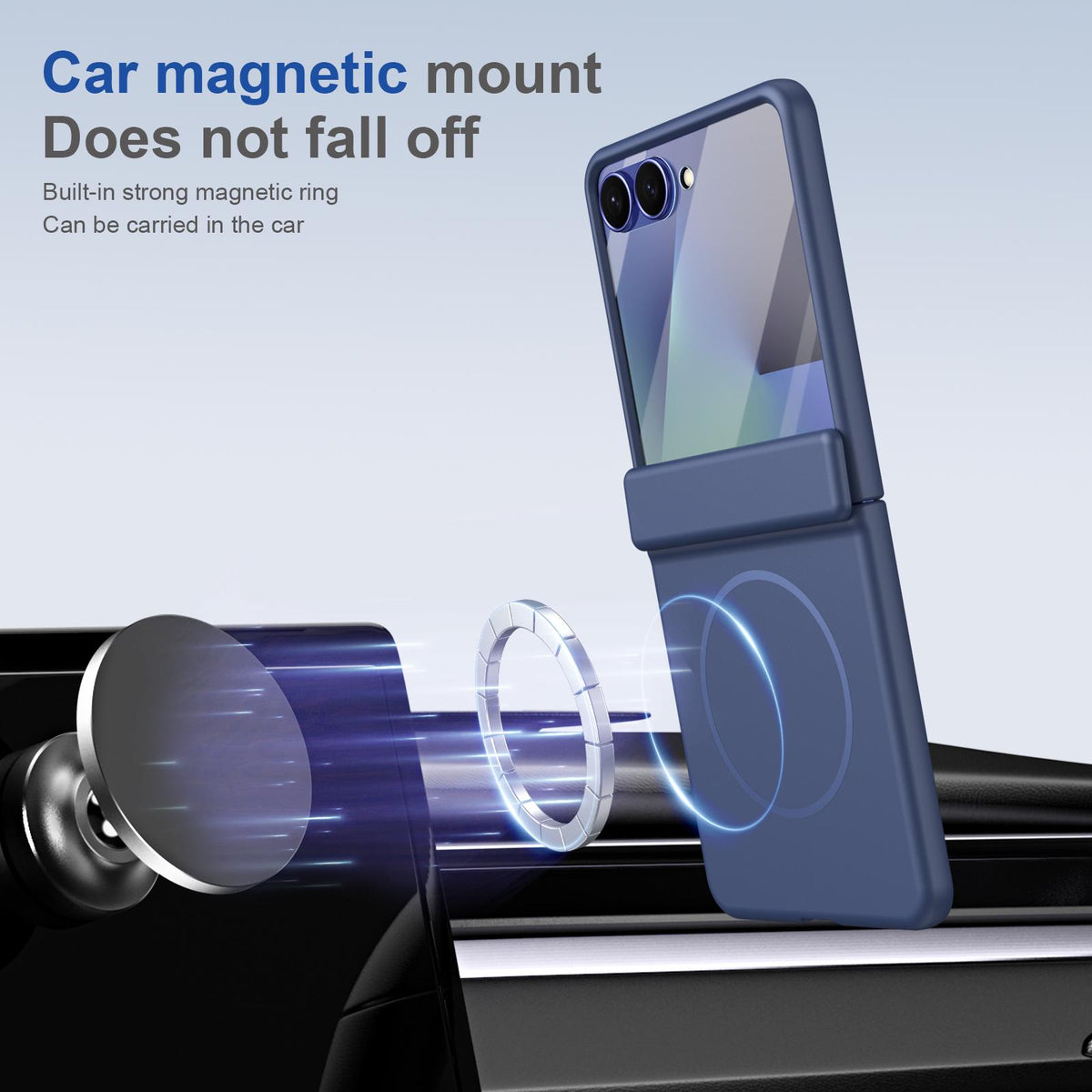 For Galaxy Z Flip8 5G Full Cover HD Integrated Magnetic Hinge Folding Phone Case - Blue - EDA010134103B