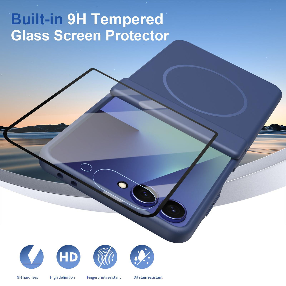 For Galaxy Z Flip8 5G Full Cover HD Integrated Magnetic Hinge Folding Phone Case - Blue - EDA010134103B