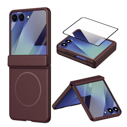 For Galaxy Z Flip8 5G Full Cover HD Integrated Magnetic Hinge Folding Phone Case - Burgundy - EDA010134103C