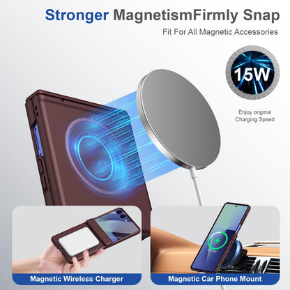 For Galaxy Z Flip8 5G Full Cover HD Integrated Magnetic Hinge Folding Phone Case - Burgundy - EDA010134103C