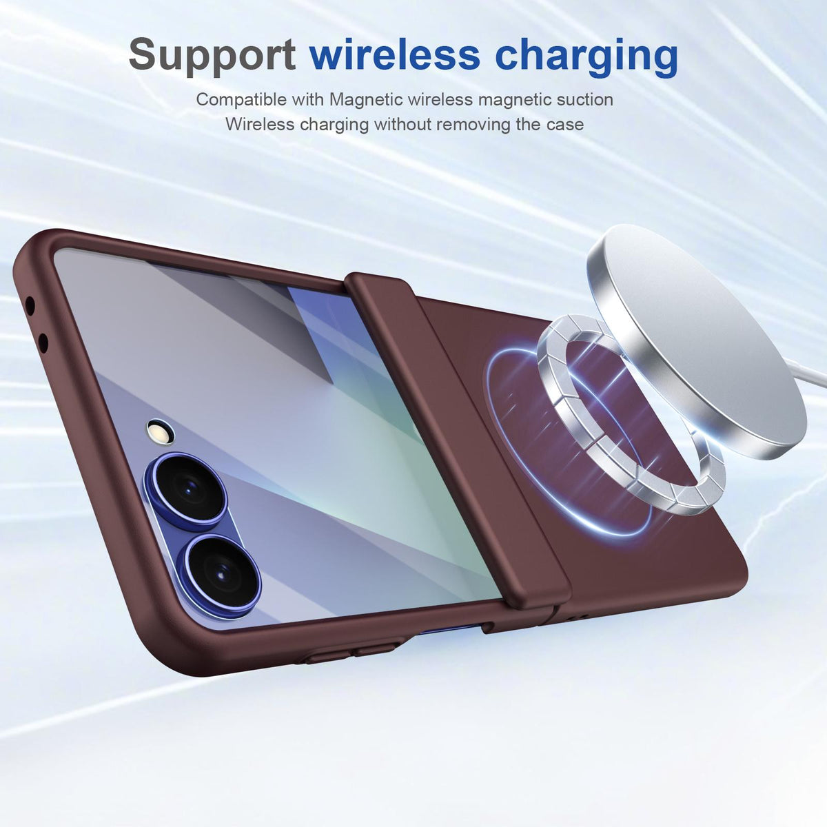 For Galaxy Z Flip8 5G Full Cover HD Integrated Magnetic Hinge Folding Phone Case - Burgundy - EDA010134103C