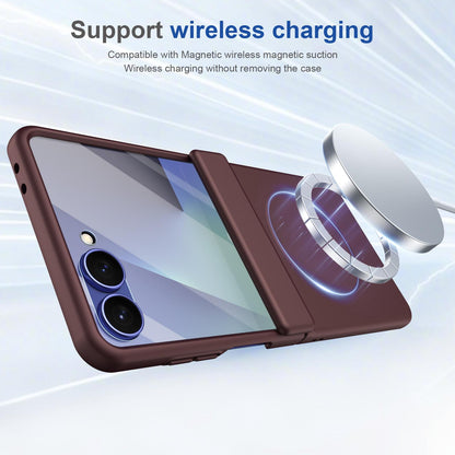 For Galaxy Z Flip8 5G Full Cover HD Integrated Magnetic Hinge Folding Phone Case - Burgundy - EDA010134103C