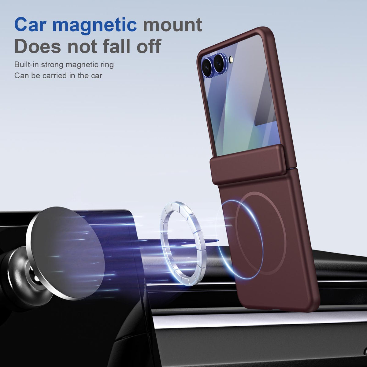 For Galaxy Z Flip8 5G Full Cover HD Integrated Magnetic Hinge Folding Phone Case - Burgundy - EDA010134103C