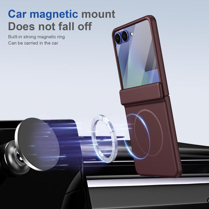For Galaxy Z Flip8 5G Full Cover HD Integrated Magnetic Hinge Folding Phone Case - Burgundy - EDA010134103C