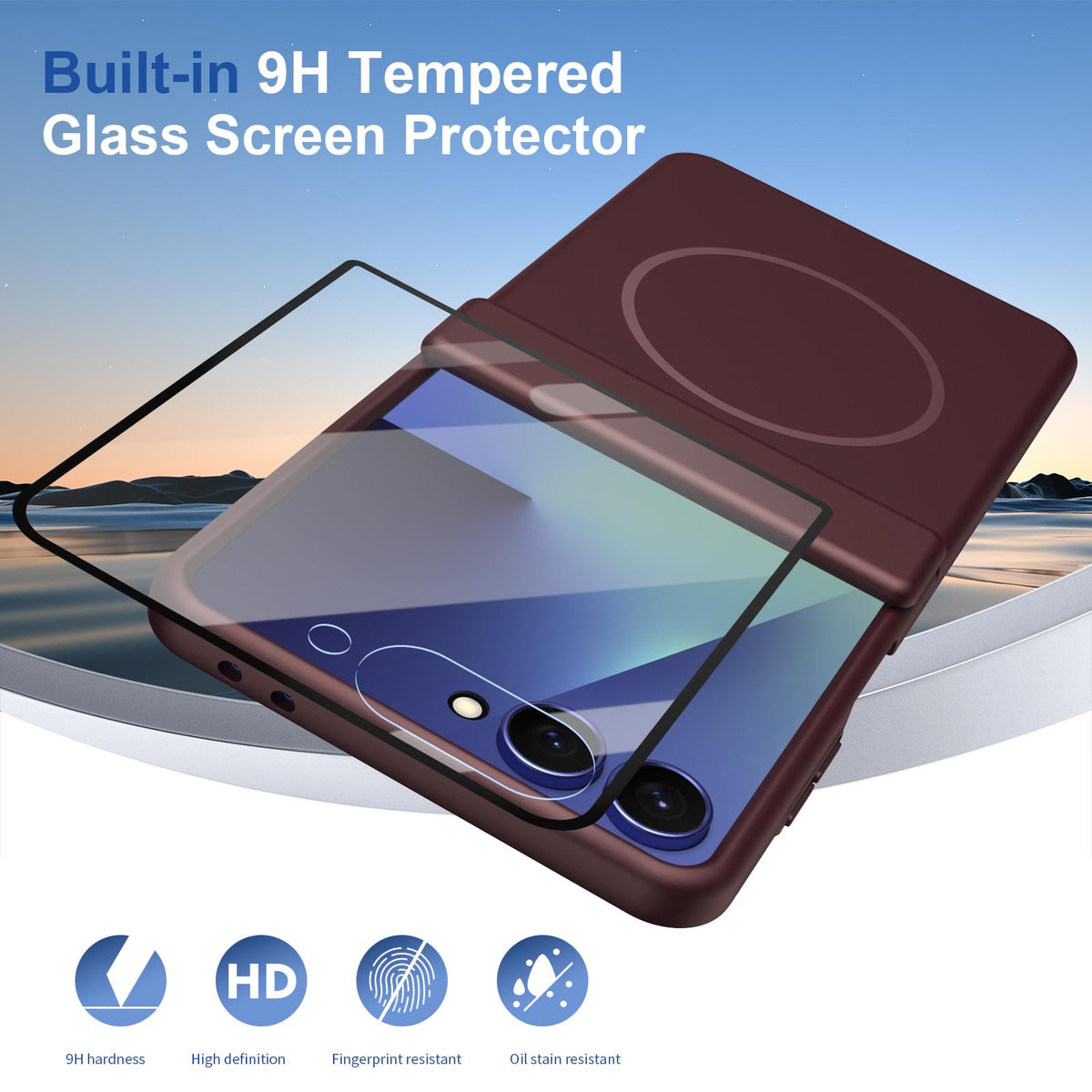 For Galaxy Z Flip8 5G Full Cover HD Integrated Magnetic Hinge Folding Phone Case - Burgundy - EDA010134103C