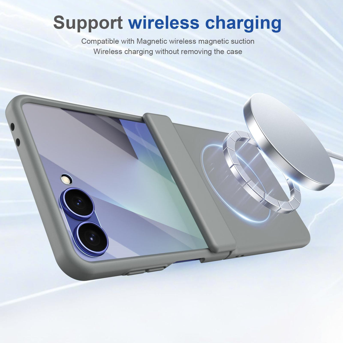 For Galaxy Z Flip8 5G Full Cover HD Integrated Magnetic Hinge Folding Phone Case - Grey - EDA010134103D